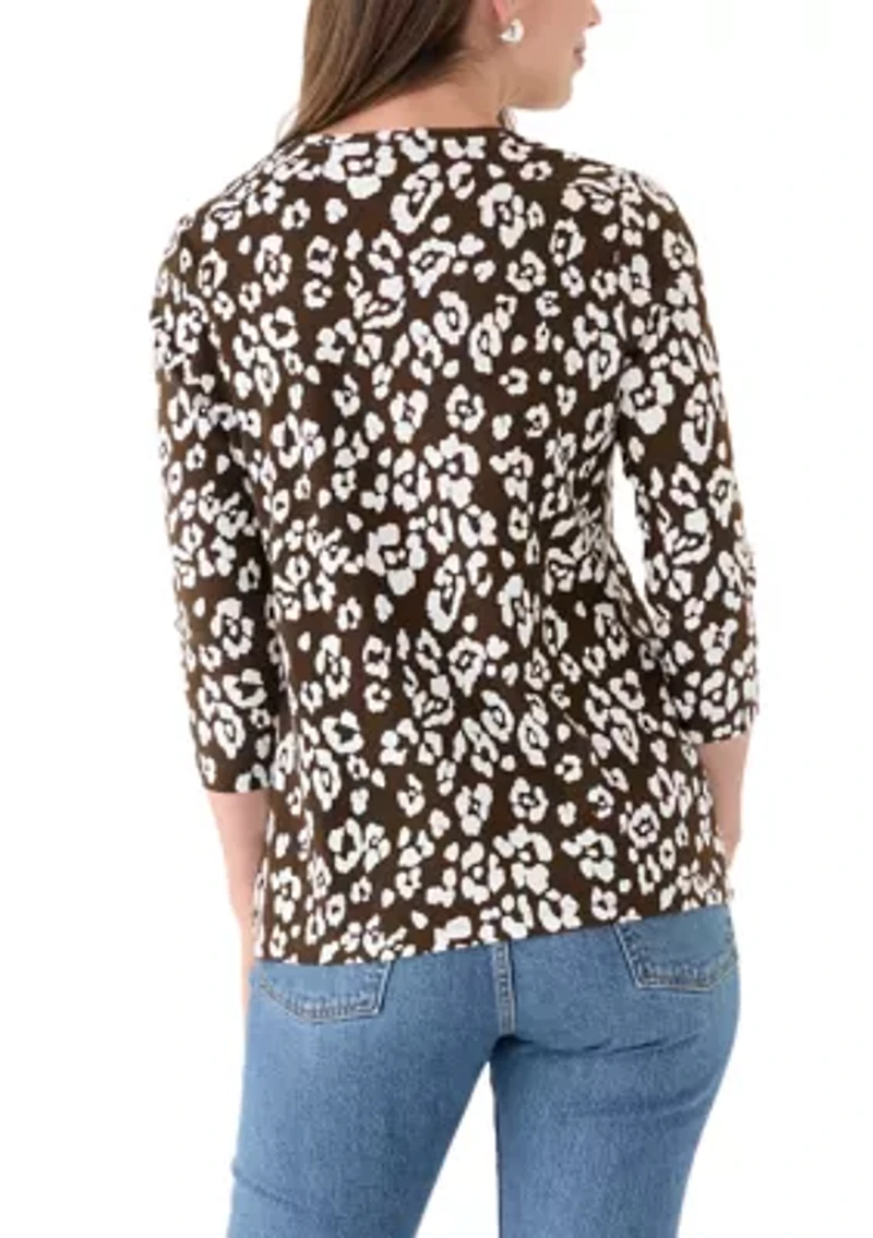 Women's 3/4 Sleeve Crew Neck Printed T-Shirt