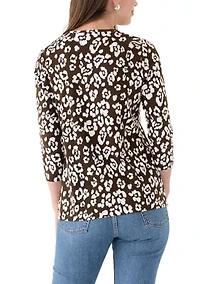 Women's 3/4 Sleeve Crew Neck Printed T-Shirt