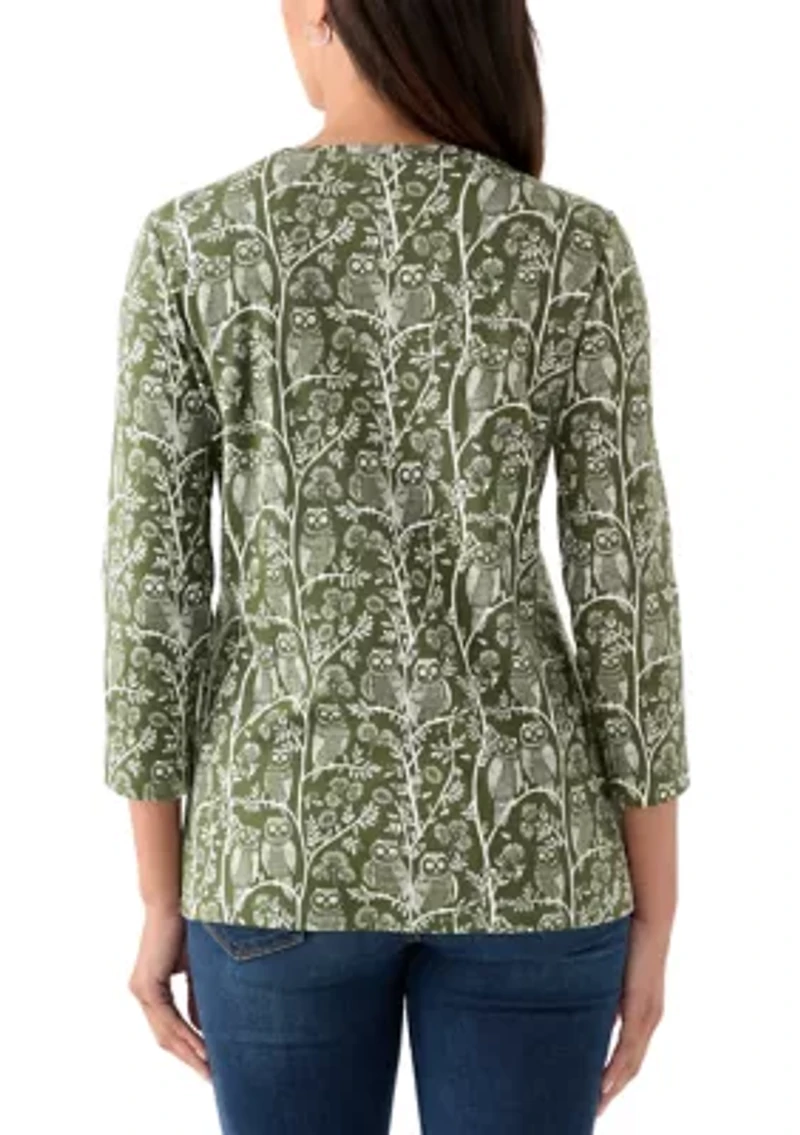 Women's 3/4 Sleeve Crew Neck Printed T-Shirt