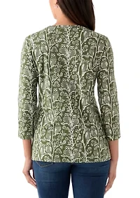 Women's 3/4 Sleeve Crew Neck Printed T-Shirt