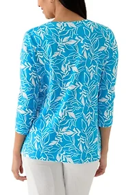 Women's 3/4 Sleeve Crew Neck Printed T-Shirt