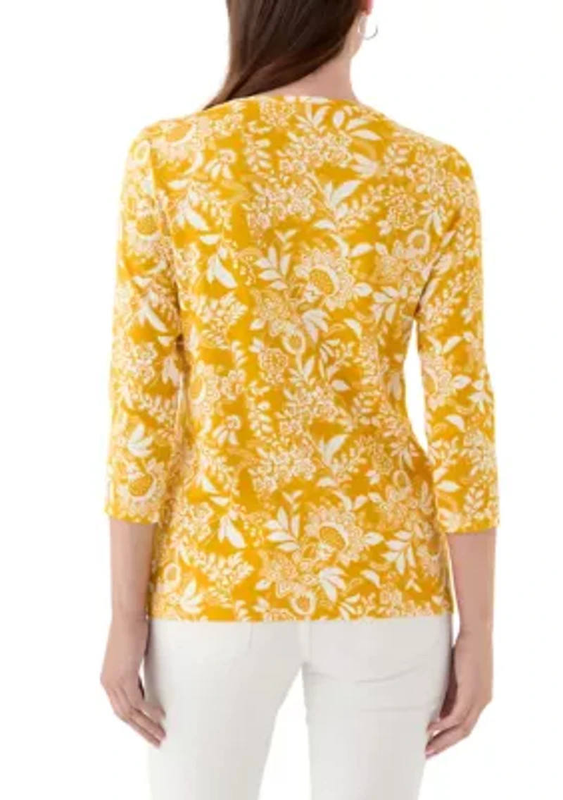 Women's 3/4 Sleeve Crew Neck Printed T-Shirt