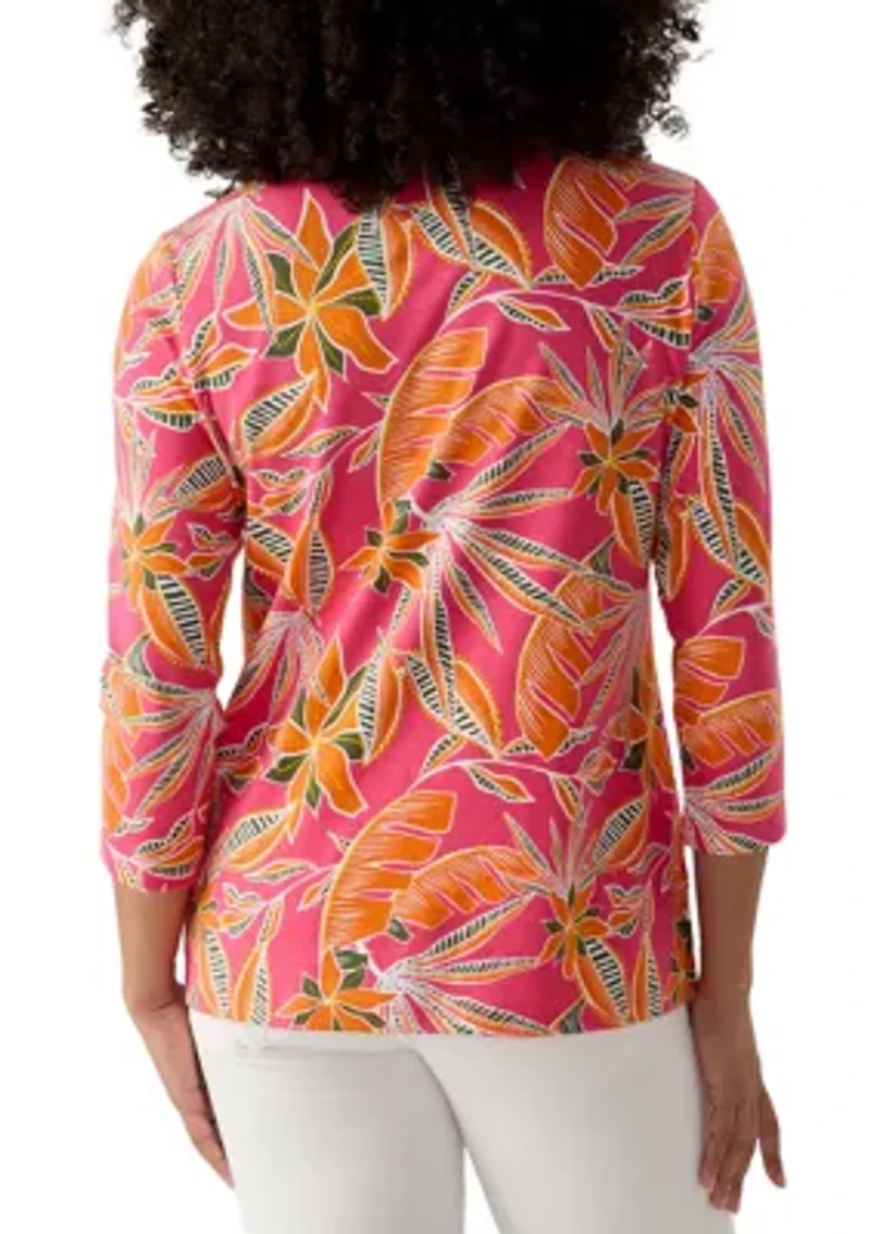 Women's 3/4 Sleeve Crew Neck Printed T-Shirt