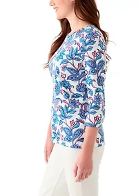 Women's 3/4 Sleeve Crew Neck Printed T-Shirt