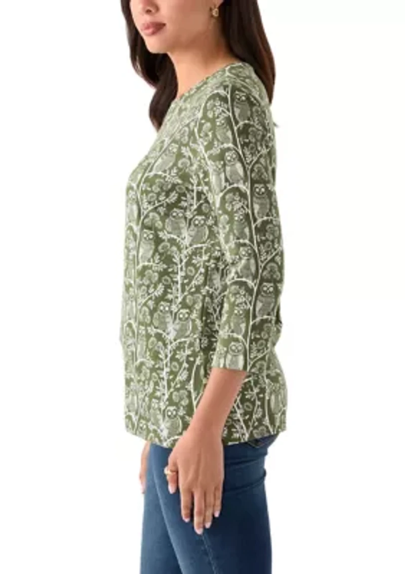 Women's 3/4 Sleeve Crew Neck Printed T-Shirt