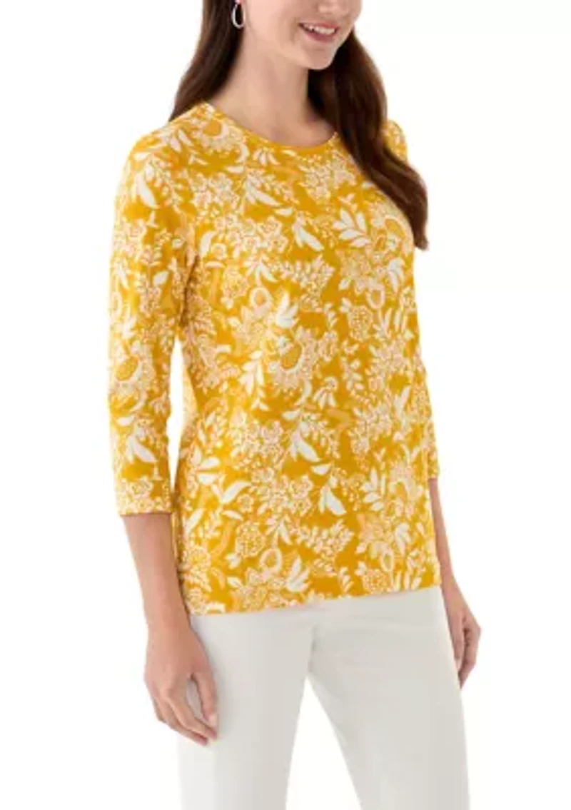 Women's 3/4 Sleeve Crew Neck Printed T-Shirt