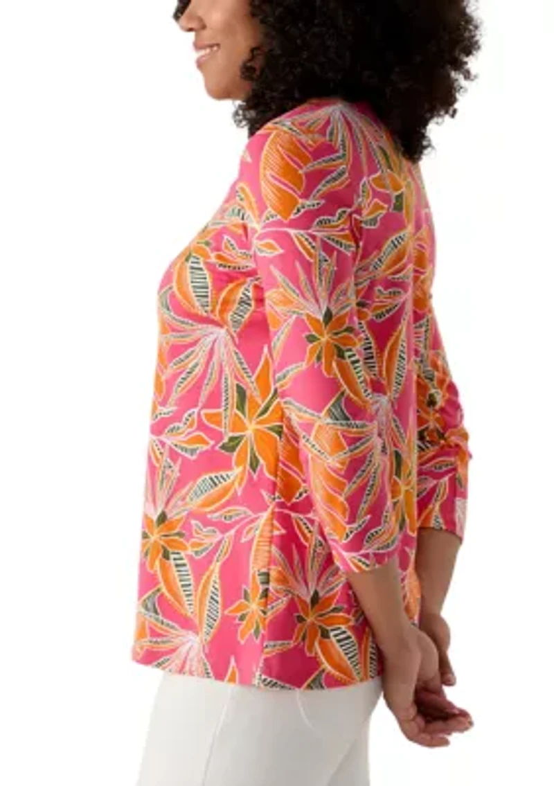 Women's 3/4 Sleeve Crew Neck Printed T-Shirt