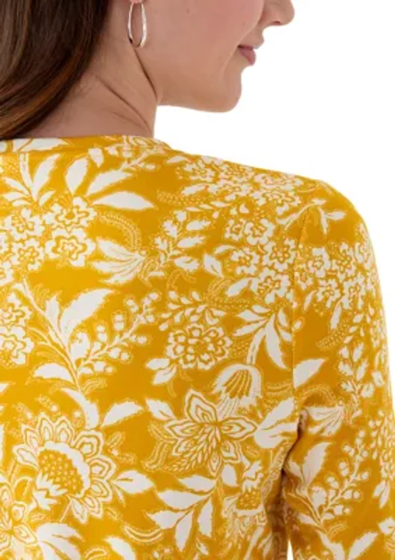 Women's 3/4 Sleeve Crew Neck Printed T-Shirt