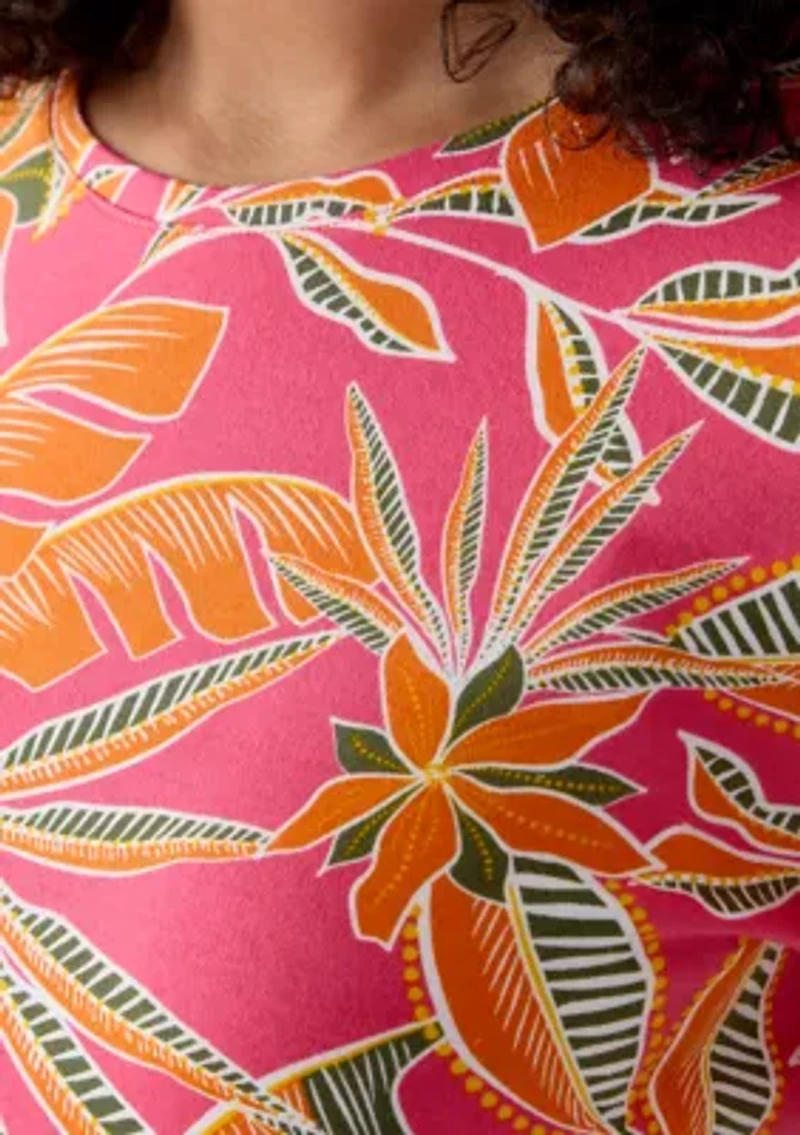 Women's 3/4 Sleeve Crew Neck Printed T-Shirt