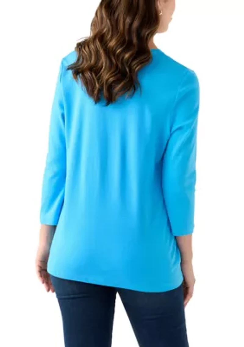 Women's 3/4 Sleeve Crew Neck Graphic T-Shirt