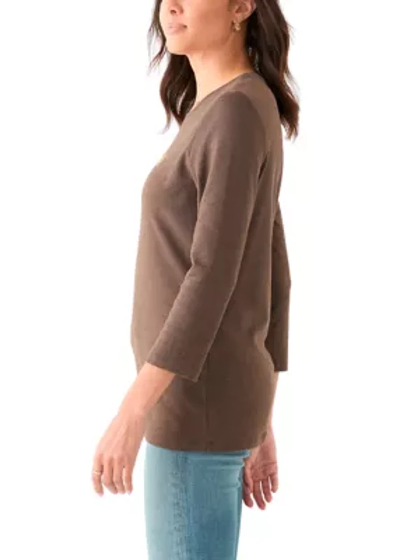 Women's 3/4 Sleeve Crew Neck Heather Graphic T-Shirt