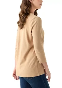 Women's 3/4 Sleeve Crew Neck Heather Graphic T-Shirt