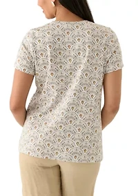 Women's Printed V-Neck Top