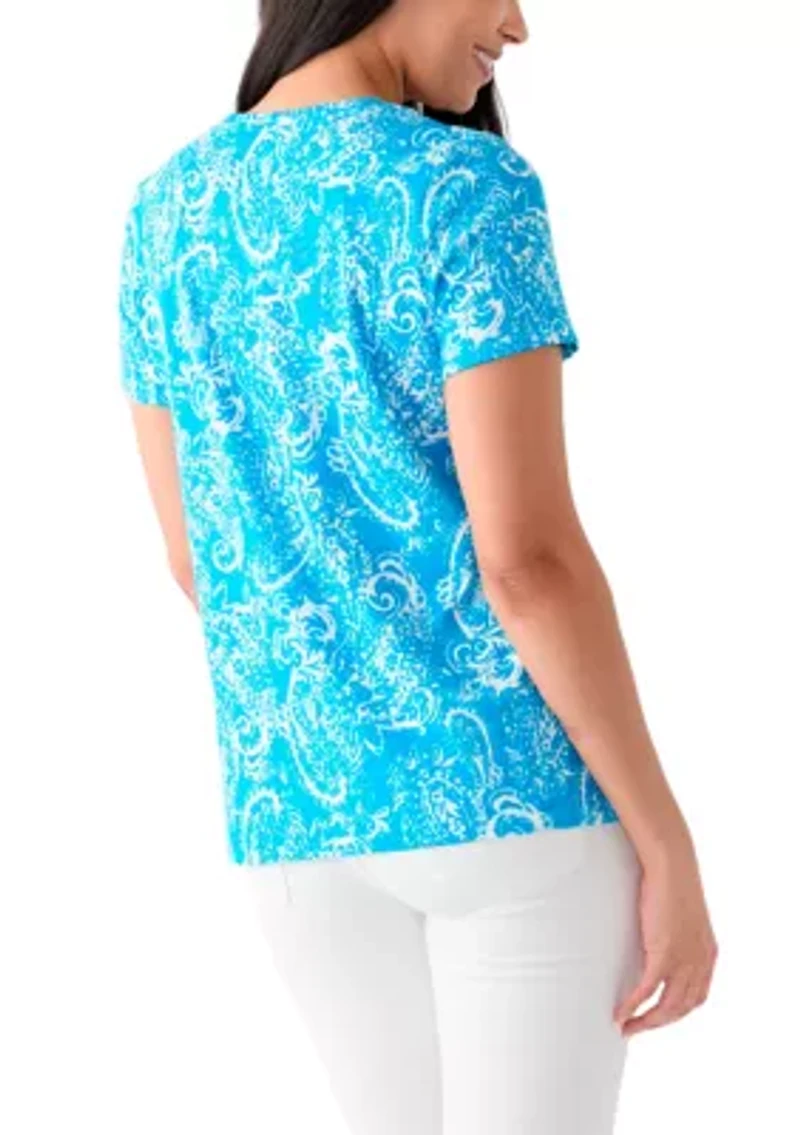 Women's Printed V-Neck Top