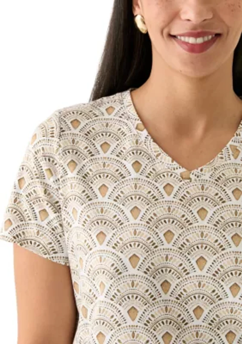 Women's Printed V-Neck Top