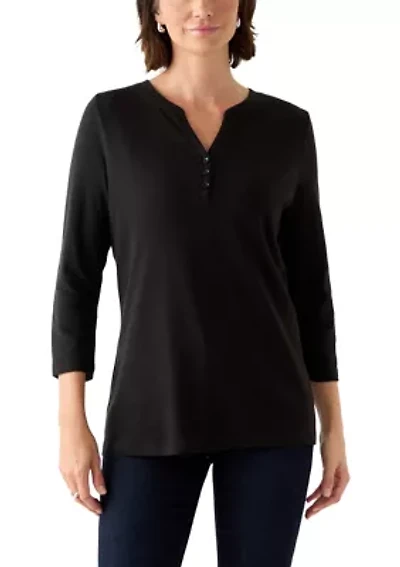 Women's 3/4 Sleeve Henley Top