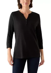 Women's 3/4 Sleeve Henley Top