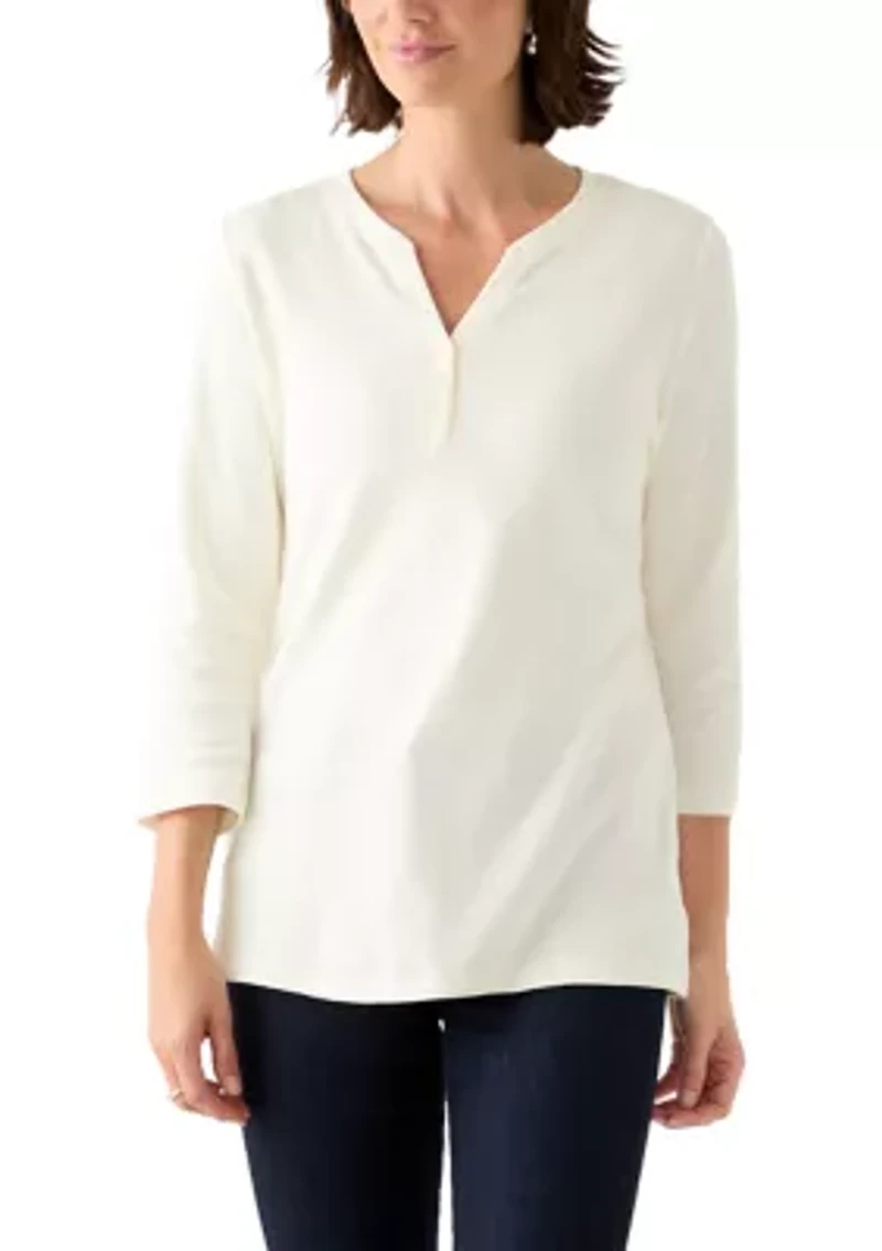 Women's 3/4 Sleeve Henley Top