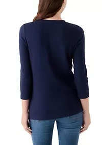 Women's 3/4 Sleeve Henley Top