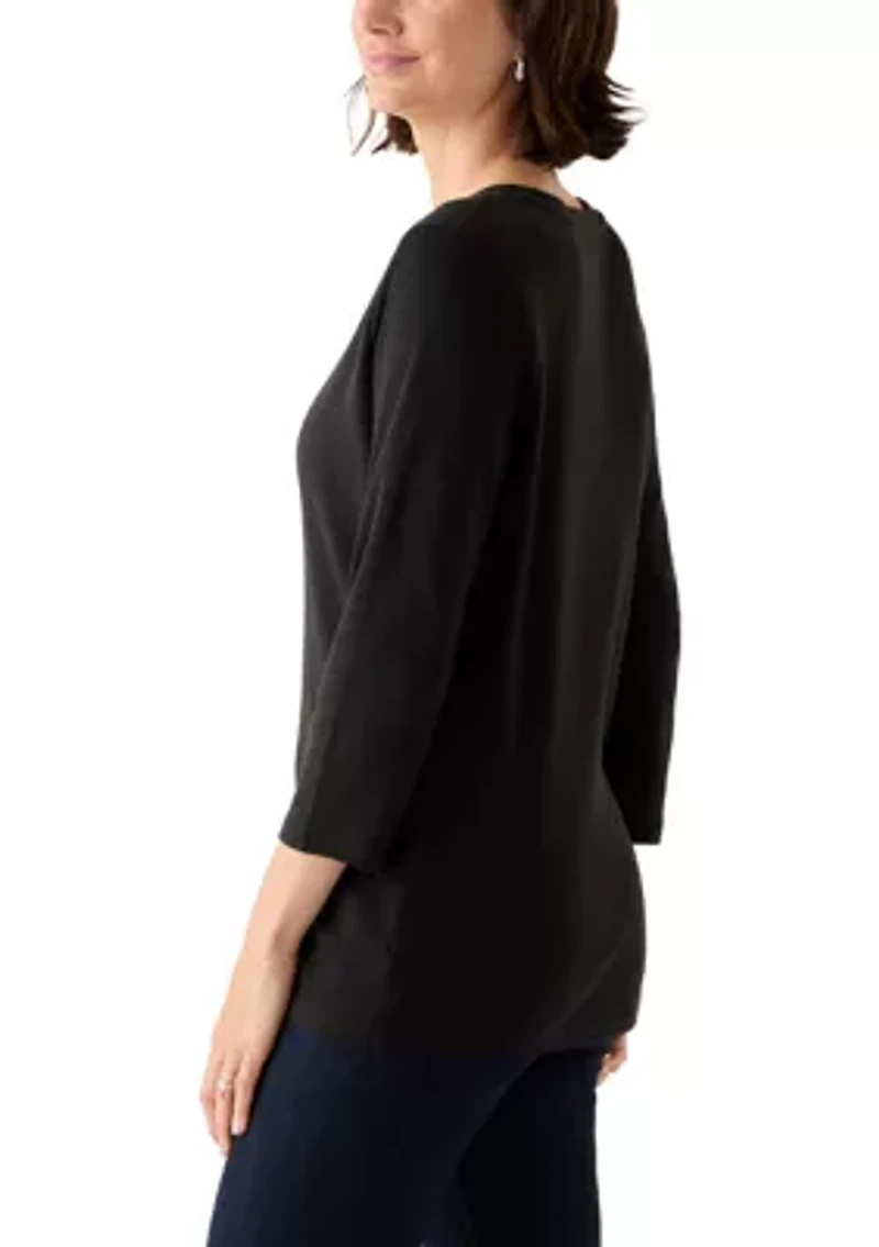 Women's 3/4 Sleeve Henley Top