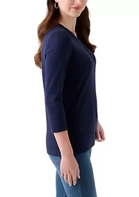 Women's 3/4 Sleeve Henley Top