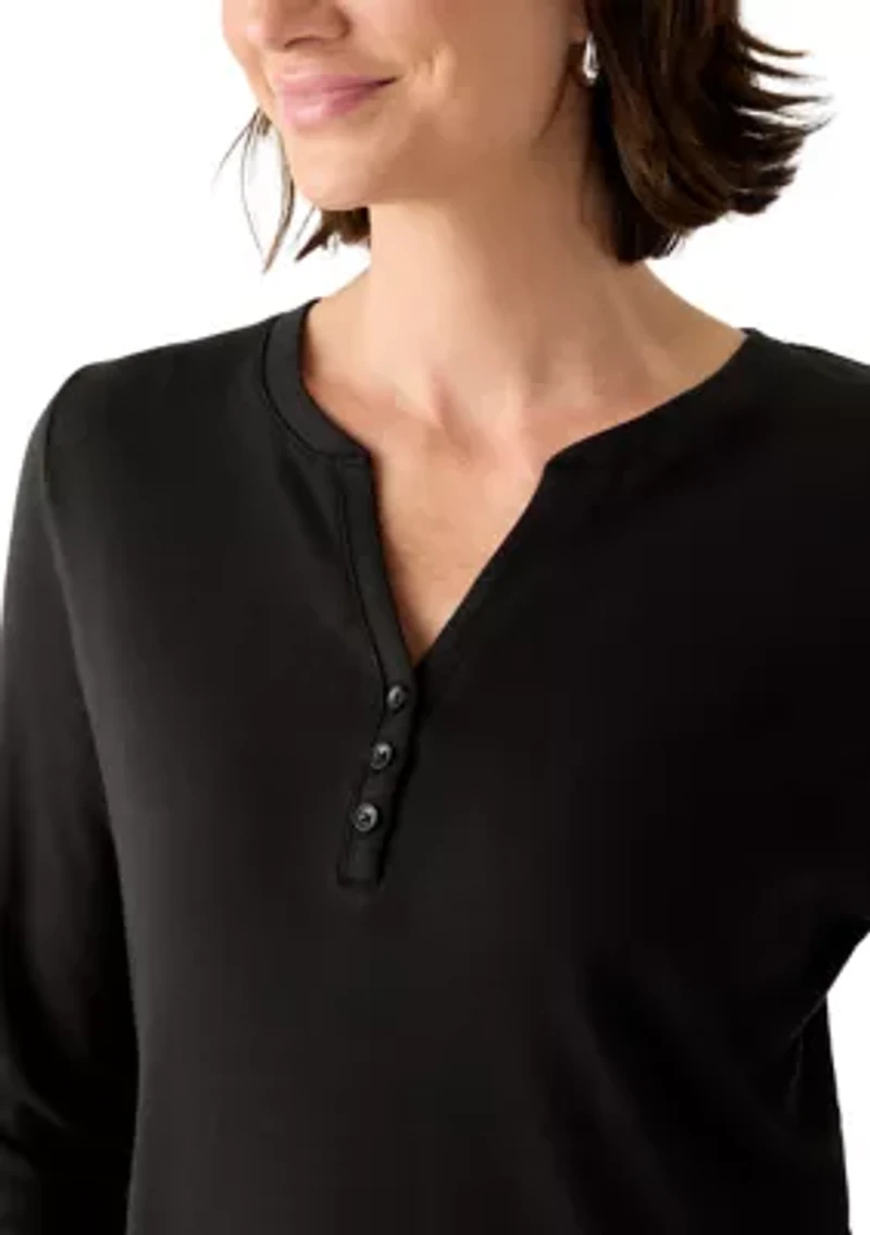 Women's 3/4 Sleeve Henley Top