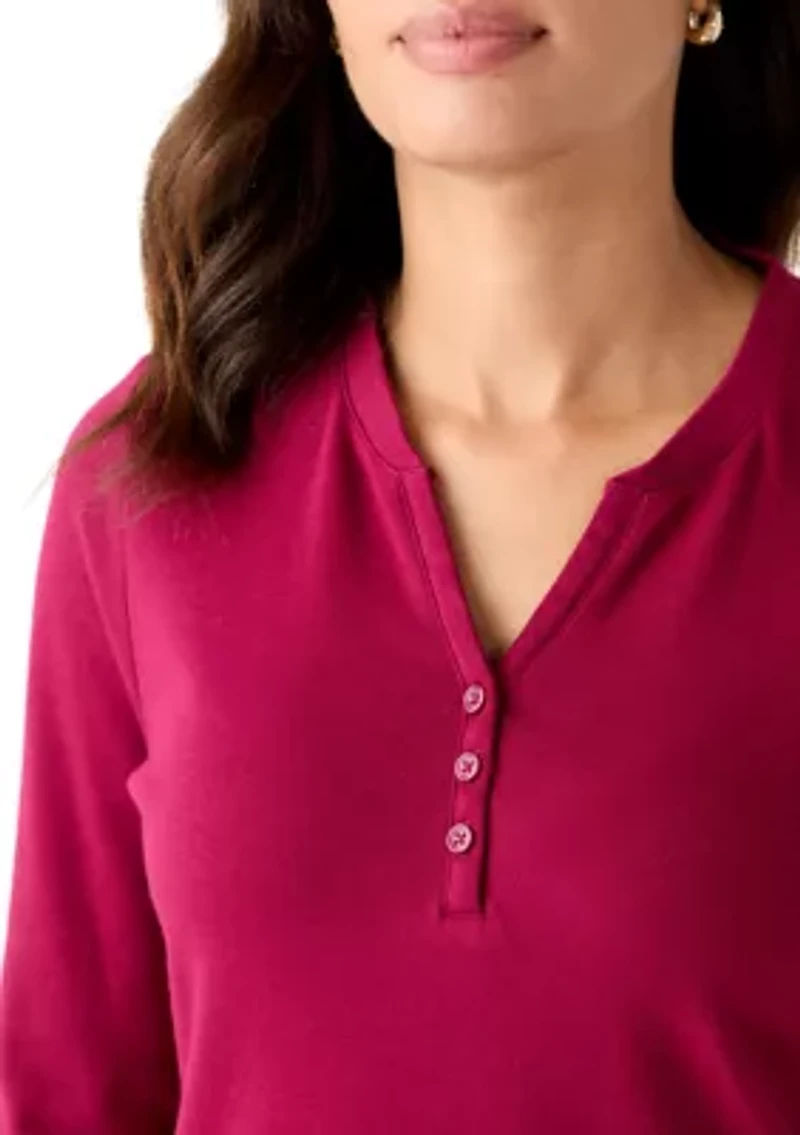 Women's Three Quarter Henley Shirt