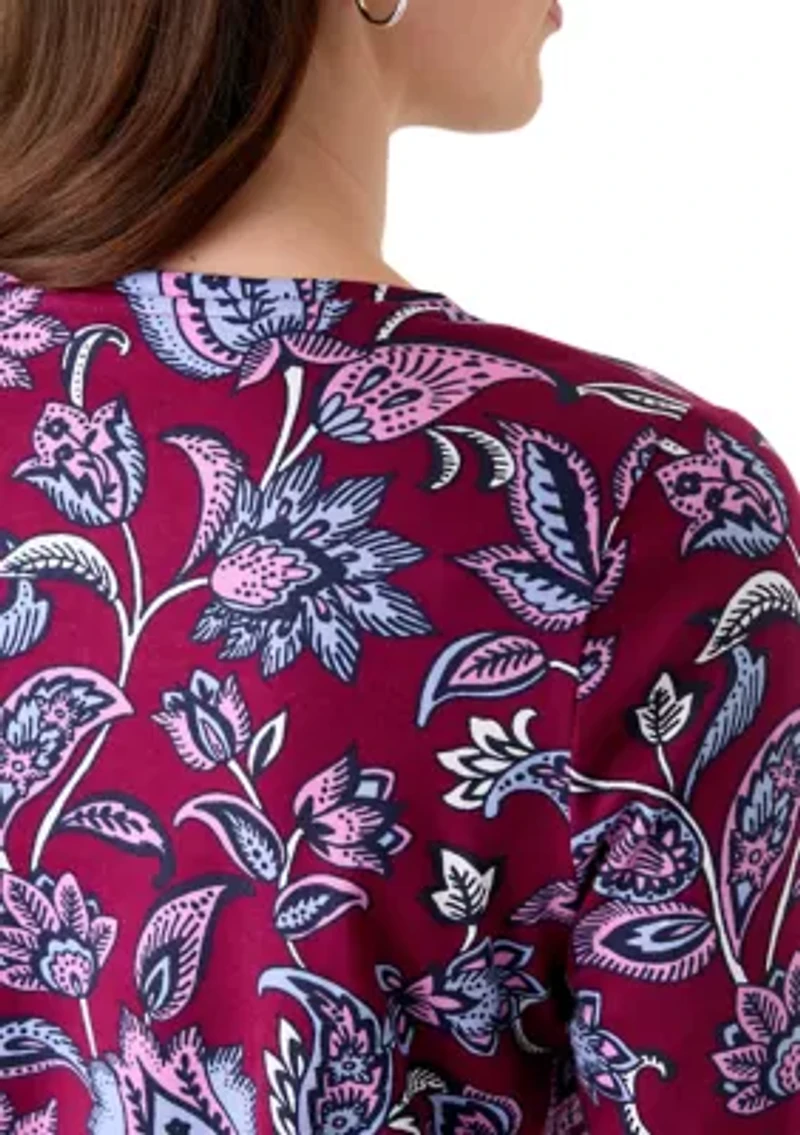 Women's 3/4 Sleeve V-Neck Printed Top