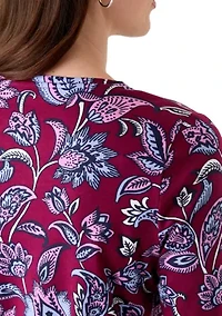 Women's 3/4 Sleeve V-Neck Printed Top