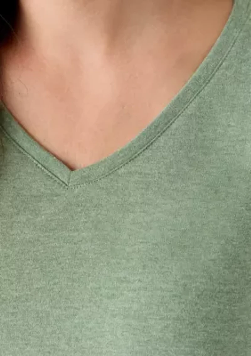 Women's Solid 3/4 Sleeve V-Neck Top
