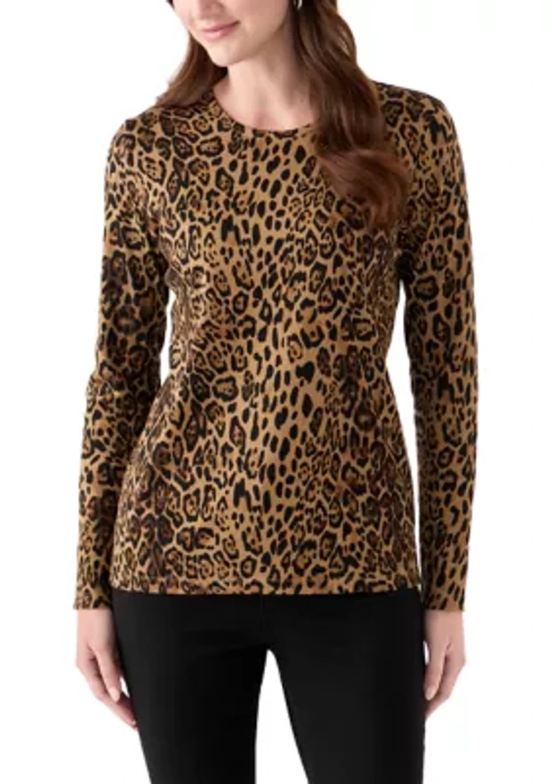 Women's Long Sleeve Crew Neck Printed Top