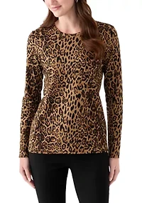 Women's Long Sleeve Crew Neck Printed Top