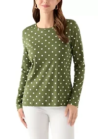 Women's Long Sleeve Crew Neck Printed Top
