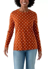 Women's Long Sleeve Crew Neck Printed Top