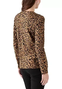 Women's Long Sleeve Crew Neck Printed Top