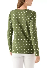 Women's Long Sleeve Crew Neck Printed Top