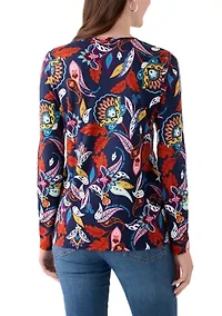 Women's Long Sleeve Crew Neck Printed Top