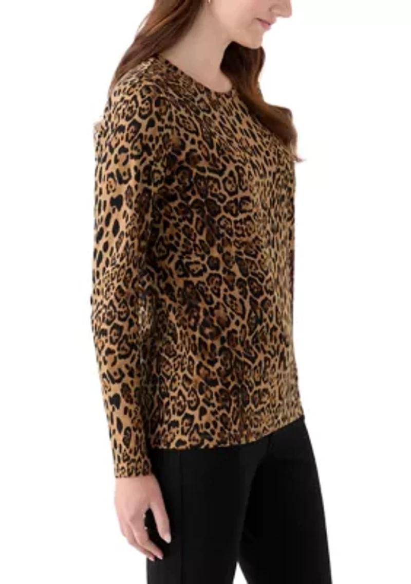 Women's Long Sleeve Crew Neck Printed Top