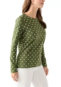 Women's Long Sleeve Crew Neck Printed Top