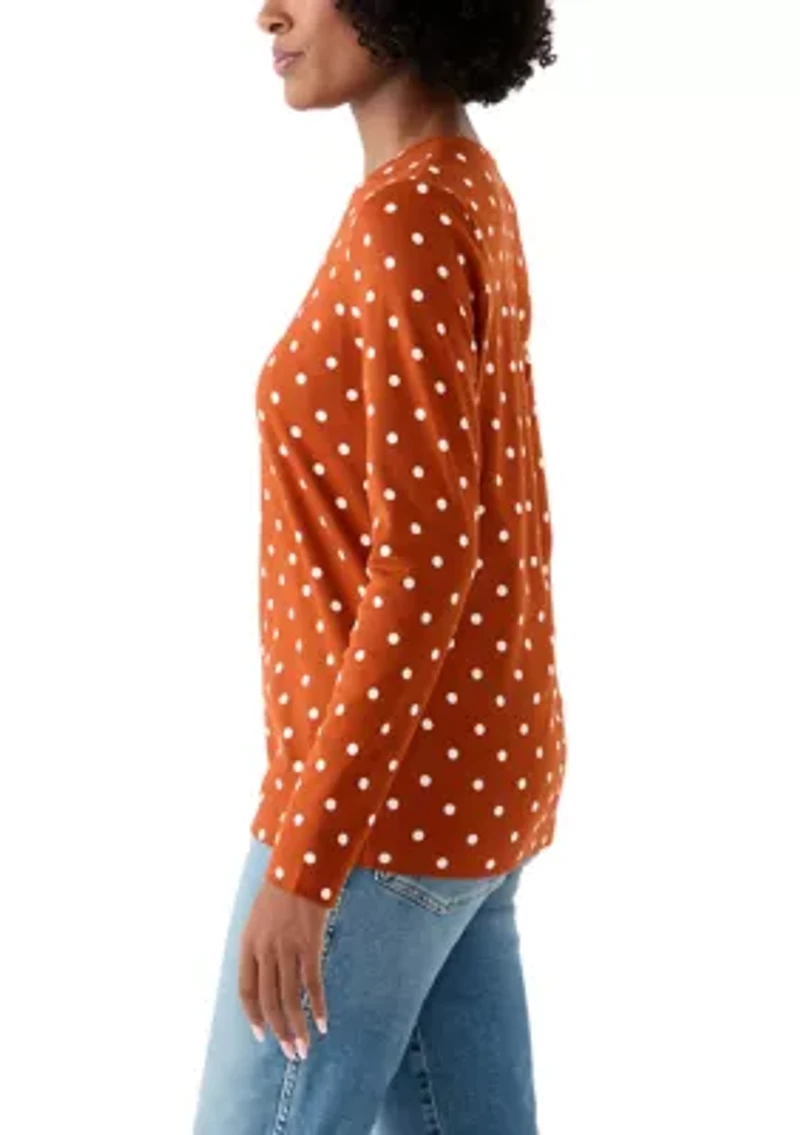 Women's Long Sleeve Crew Neck Printed Top