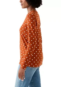 Women's Long Sleeve Crew Neck Printed Top