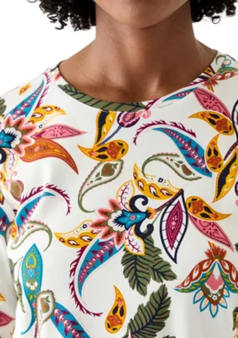 Women's Long Sleeve Crew Neck Printed Top
