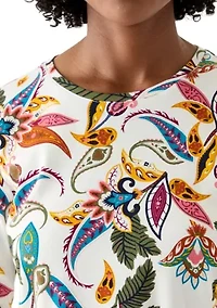 Women's Long Sleeve Crew Neck Printed Top