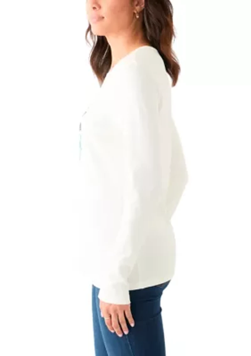 Women's Long Sleeve Crew Neck Graphic T-Shirt