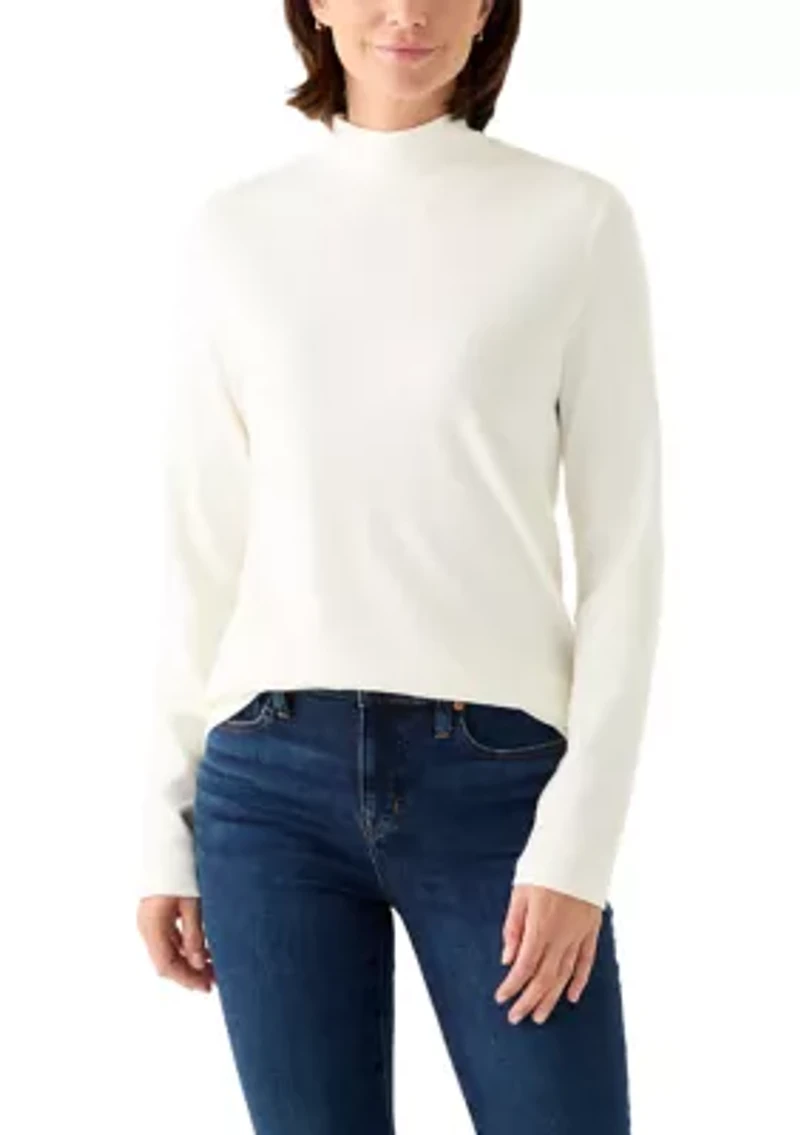 Women's Long Sleeve Printed Mock Neck Top