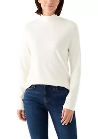 Women's Long Sleeve Printed Mock Neck Top