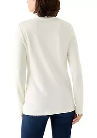 Women's Long Sleeve Printed Mock Neck Top