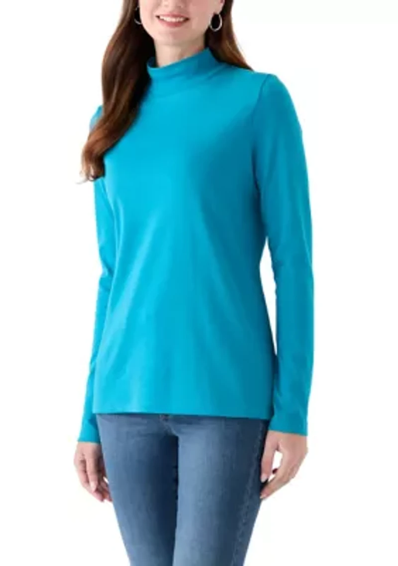 Women's Long Sleeve Mock Neck T-Shirt