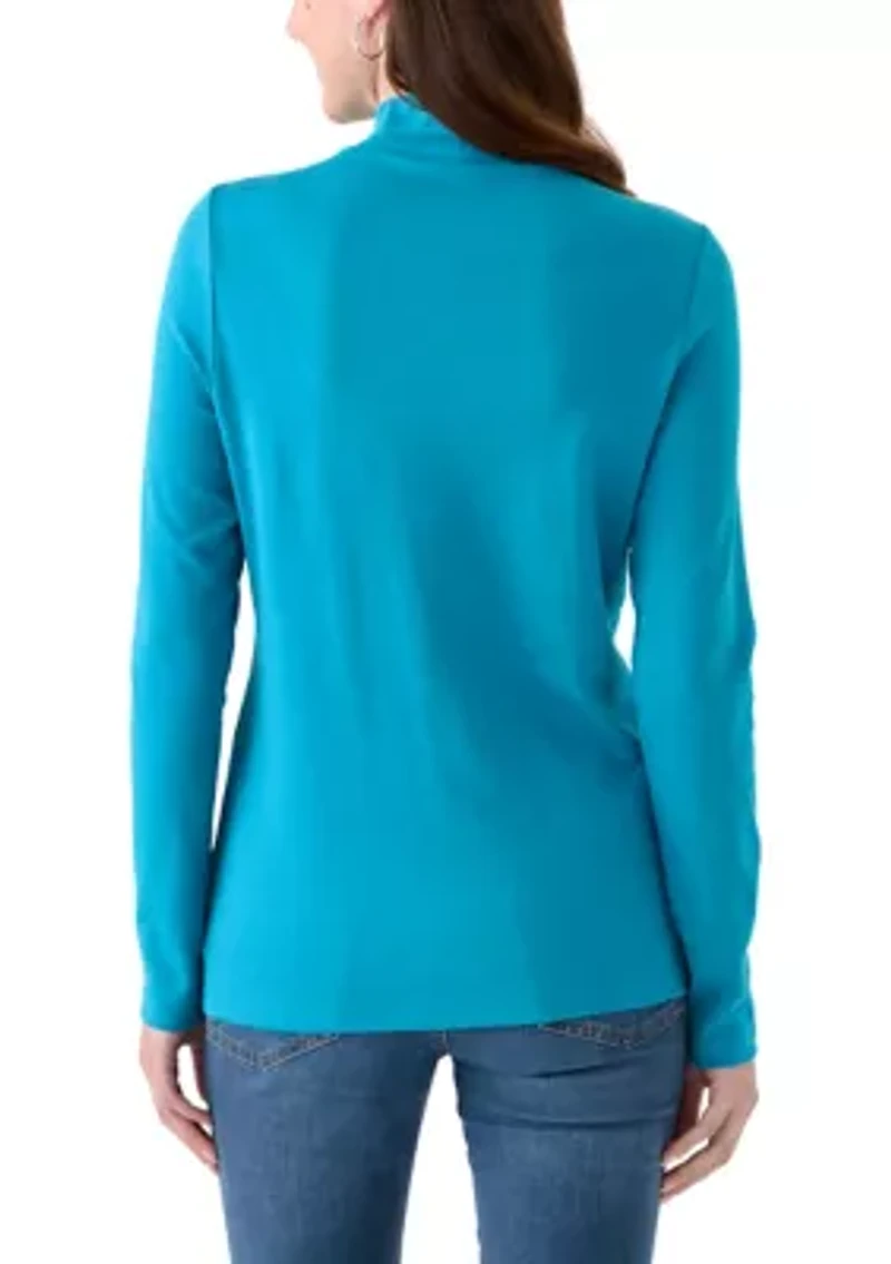 Women's Long Sleeve Mock Neck T-Shirt