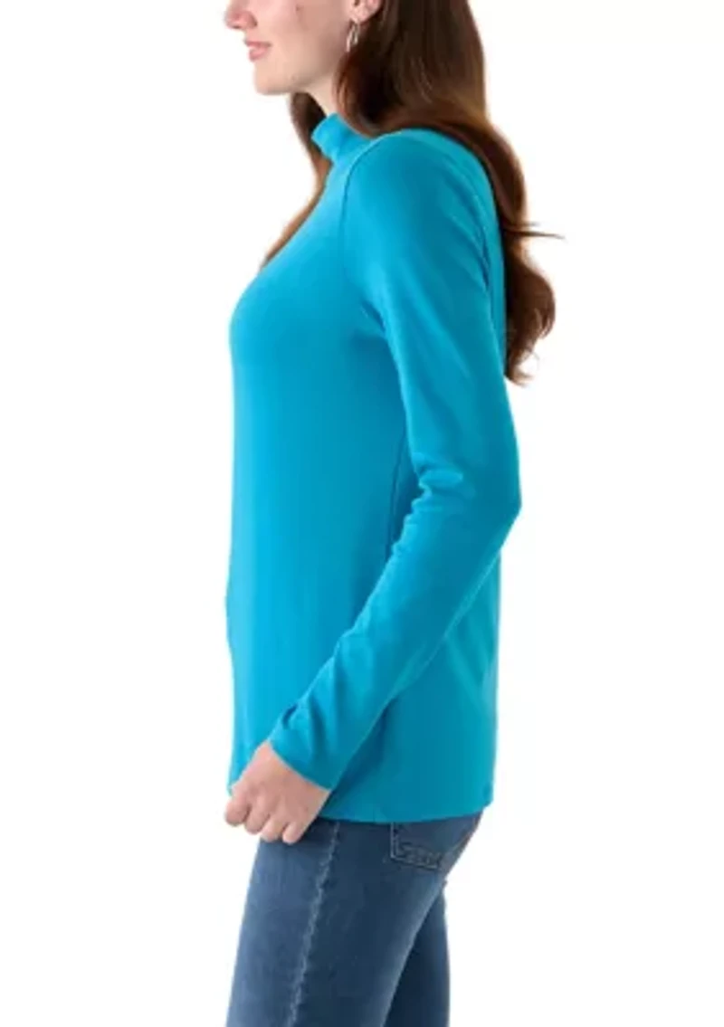 Women's Long Sleeve Mock Neck T-Shirt